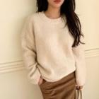 Drop-shoulder Plain Sweater Ivory - One Size