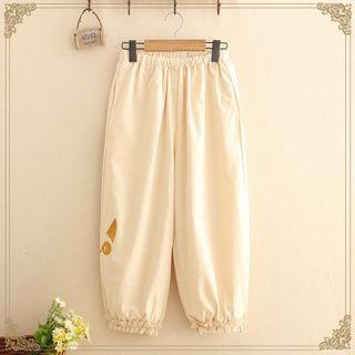 Cartoon Embroidered Cropped Pants