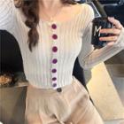 High-waist Cropped Harem Pants / Cropped Knit Cardigan