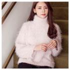 Turtle-neck Furry-knit Sweater