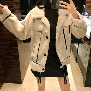 Faux Shearling Buttoned Jacket As Shown In Figure - One Size