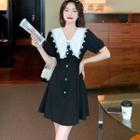 Peter Pan-collar Lace Panel Short-sleeve A-line Dress