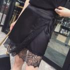 Lace Panel Wrap A-line Skirt