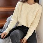 Button-trim Cable Sweater