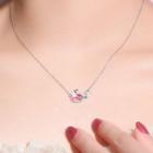 925 Sterling Silver Whale Faux Crystal Necklace Necklace - Whale - One Size