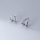 Sterling Silver Rhinestone Stud Earring 1 Pair - Silver - One Size
