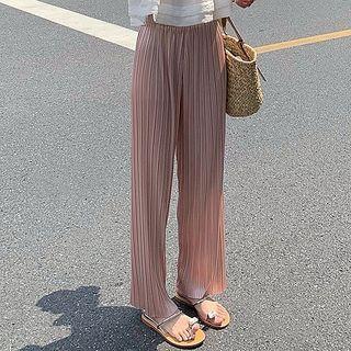 Pleated High Waisted Wide Leg Pants 11596 - Pink - One Size