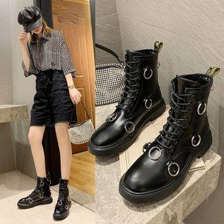 Lace-up Metal-accent Ankle Boots