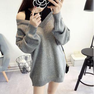 Cutout-shoulder Sweater Dress