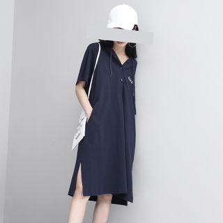 Embroidered Hooded Midi Dress