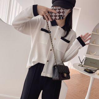 Collar Two-tone Cardigan
