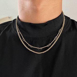 Layered Stainless Steel Necklace Gold - One Size