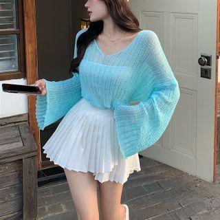 Boatneck See-through Oversize Ribbed Sweater