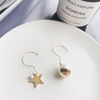 Asymmetric Star Beaded Hook Earrings