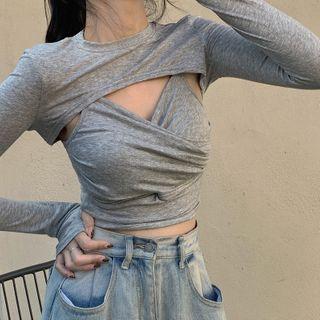 Set: Camisole Top + Long-sleeve Crop Top