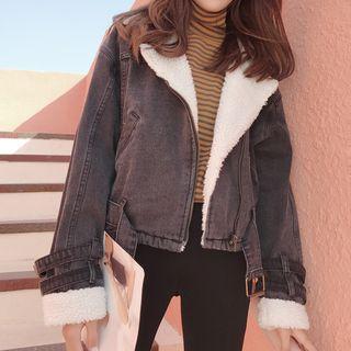 Fleece Line Denim Biker Jacket