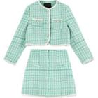 Set: Plaid Cropped Jacket + Mini A-line Skirt