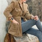 Plain Belted Button-up Jacket