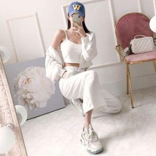 Sports Set: Zip-up Hoodie + Camisole Top + Pants