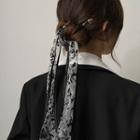 Print Fabric Narrow Scarf Hair Tie / Acrylic Hair Stick / Set