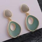 925 Sterling Silver Hollow Drop Earring 1 Pair - Green & Light Gray - One Size