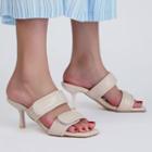 Plain Adhesive Strap Stiletto Heel Slide Sandals