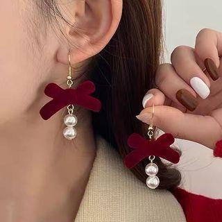 Velvet Bow Pearl Earring/clip-on Earring