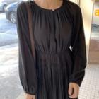 Pleated Chiffon Dress Black - One Size