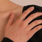 Rhinestone Alloy Open Ring 01 - 5169 - Rose Gold - One Size