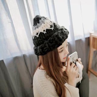 Color Block Chunky Knit Beanie