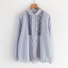 Embroidered Striped Shirt Stripe - Blue & White - One Size