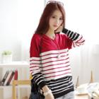 Striped Hooded Knit Top