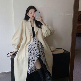 Puff-sleeve Shirt Jacket Beige - One Size