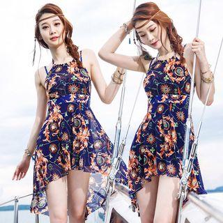 Patterned Dip Back Swimdress
