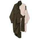 Pinstriped Panel Long-sleeve Shirt Dress Army Green & Almond - One Size