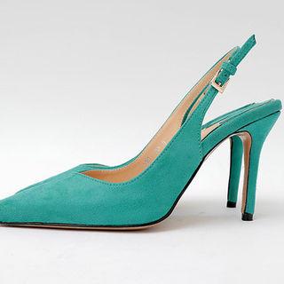 Pointy Slingback Pin-heel Faux-suede Pumps