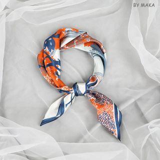Print Light Scarf Tree - Orange & Blue - One Size