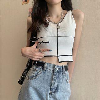 Irregular Lettering Embroidered Tank Top