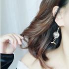 Mermaid Tail Dangle Earring 1 Pair - Gold & White - One Size