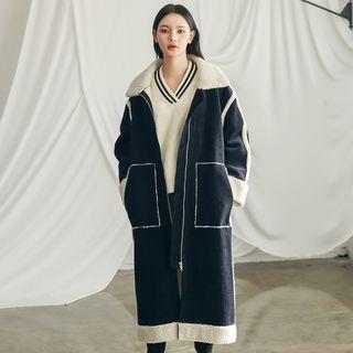 Corduroy Faux-shearling Long Coat