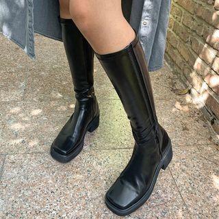 Platform Square-toe Tall Boots
