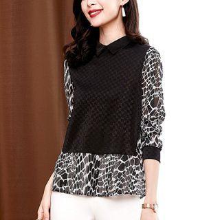 Mock Two-piece Print Blouse