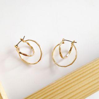 Layered Alloy Hoop Earring 1 Pair - Earring - As Shown In Figure - One Size