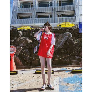 Set: Bikini + Angels Print Short-sleeve Top