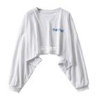Lettering Crop Pullover White - One Size