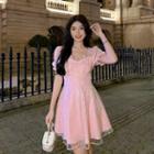 Puff-sleeve Bow-back A-line Dress (various Designs)