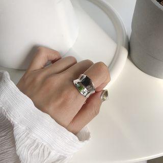 Wide Curved 925 Sterling Silver Open Ring K572 - Platinum - One Size