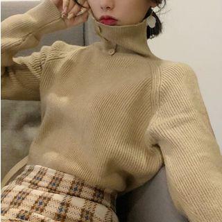 Turtle-neck Half-button Sweater