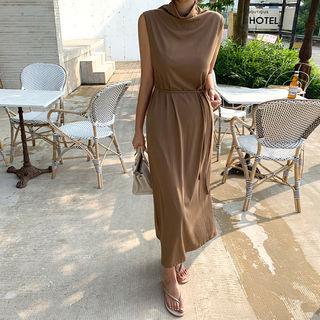 Mockneck Sleeveless Maxi Dress & Sash