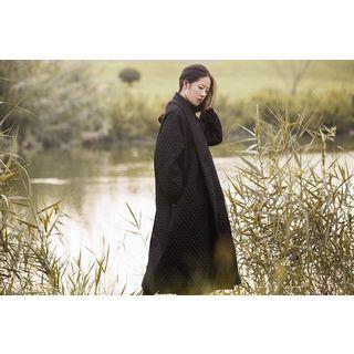 Shawl Collar Quilted Coat Black - One Size